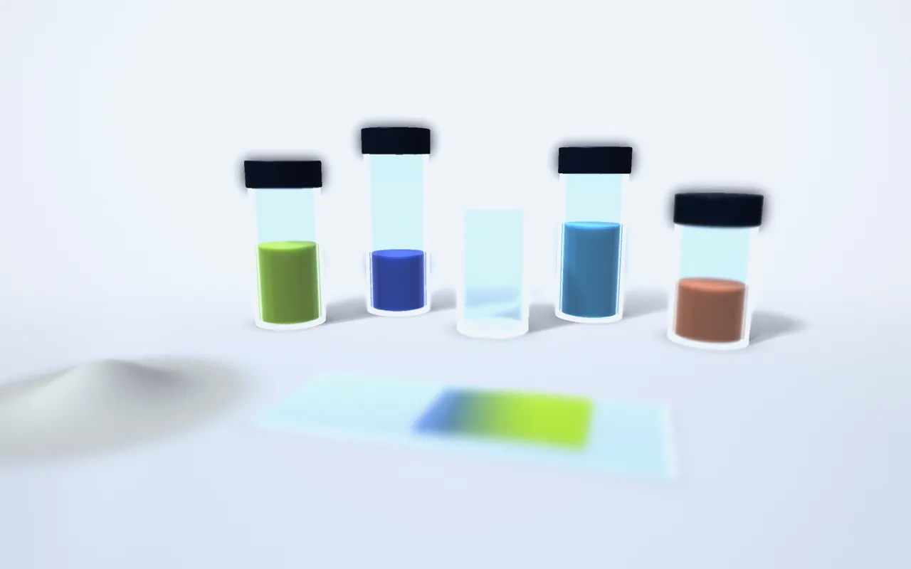 Próbki i szkło laboratoryjne R&D (wizualizacja 3D)